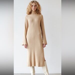 Anna Quan Rosaline turtleneck Rib Knit Cotton Midi Dress size AU 10 NWT